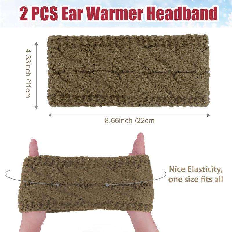 Cavetee Winter Headbands for Women, 4 Pieces Ear Muffs Crochet Soft Lined Elastic Ear Warmers for Women Christmas Gift - Image 2